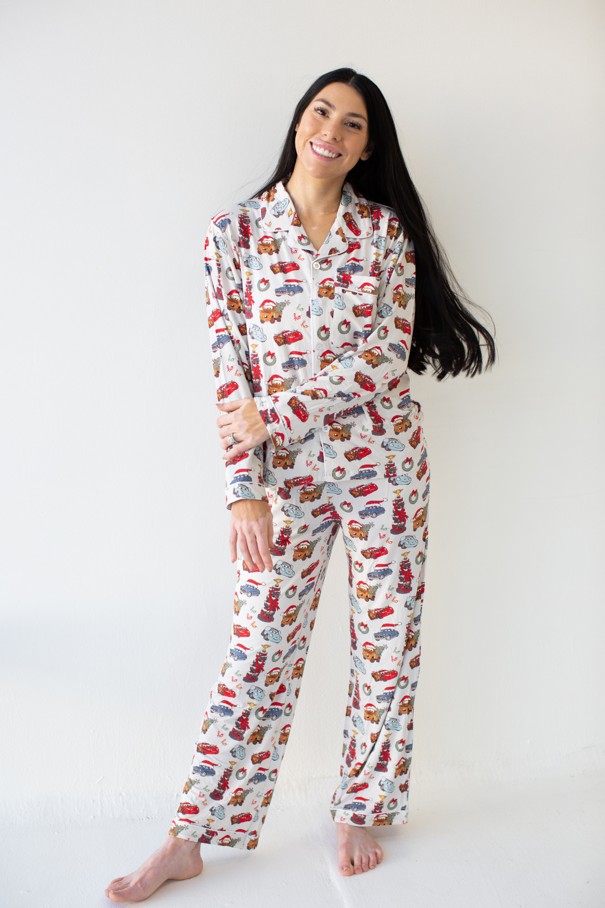 Jolly Christmas Cars: Womens Button-Up Set