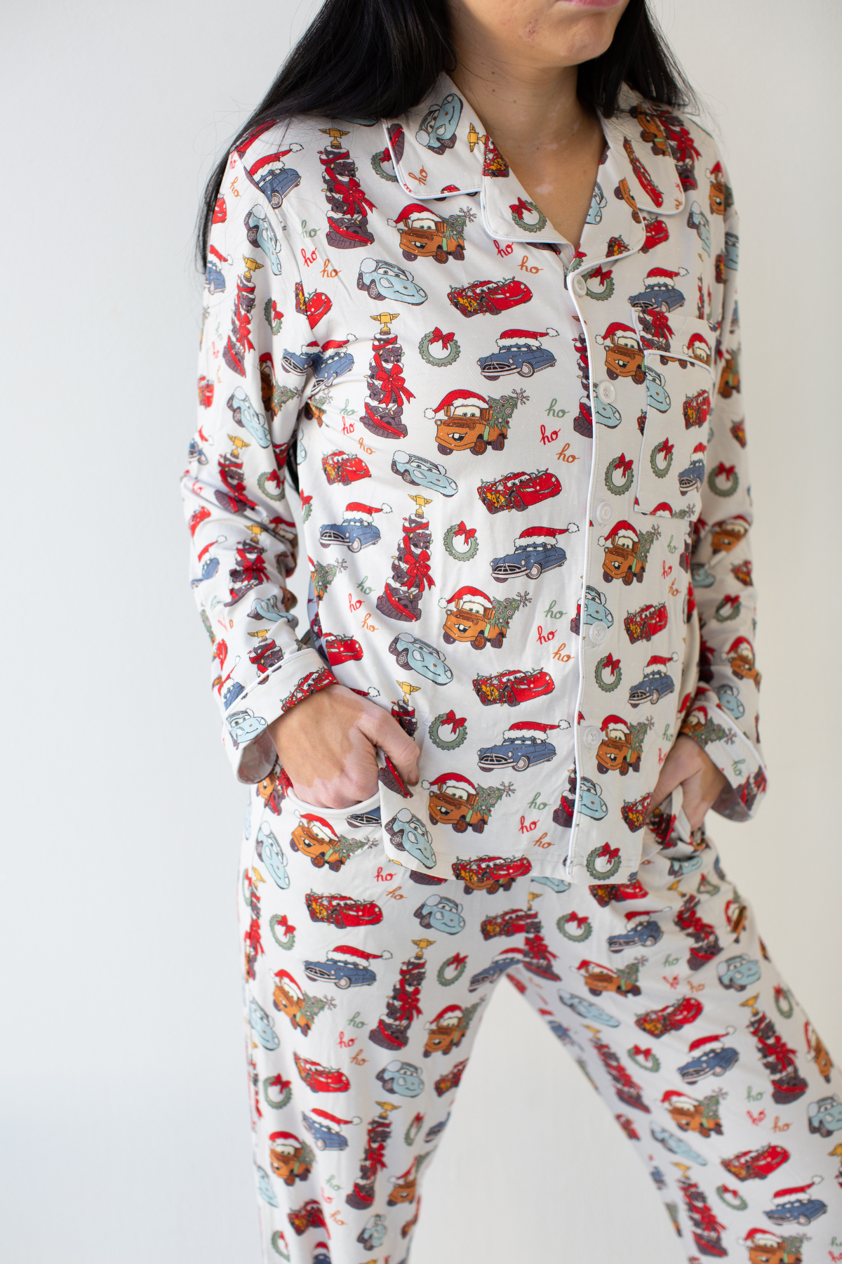 Jolly Christmas Cars: Womens Button-Up Set