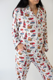 Jolly Christmas Cars: Womens Button-Up Set