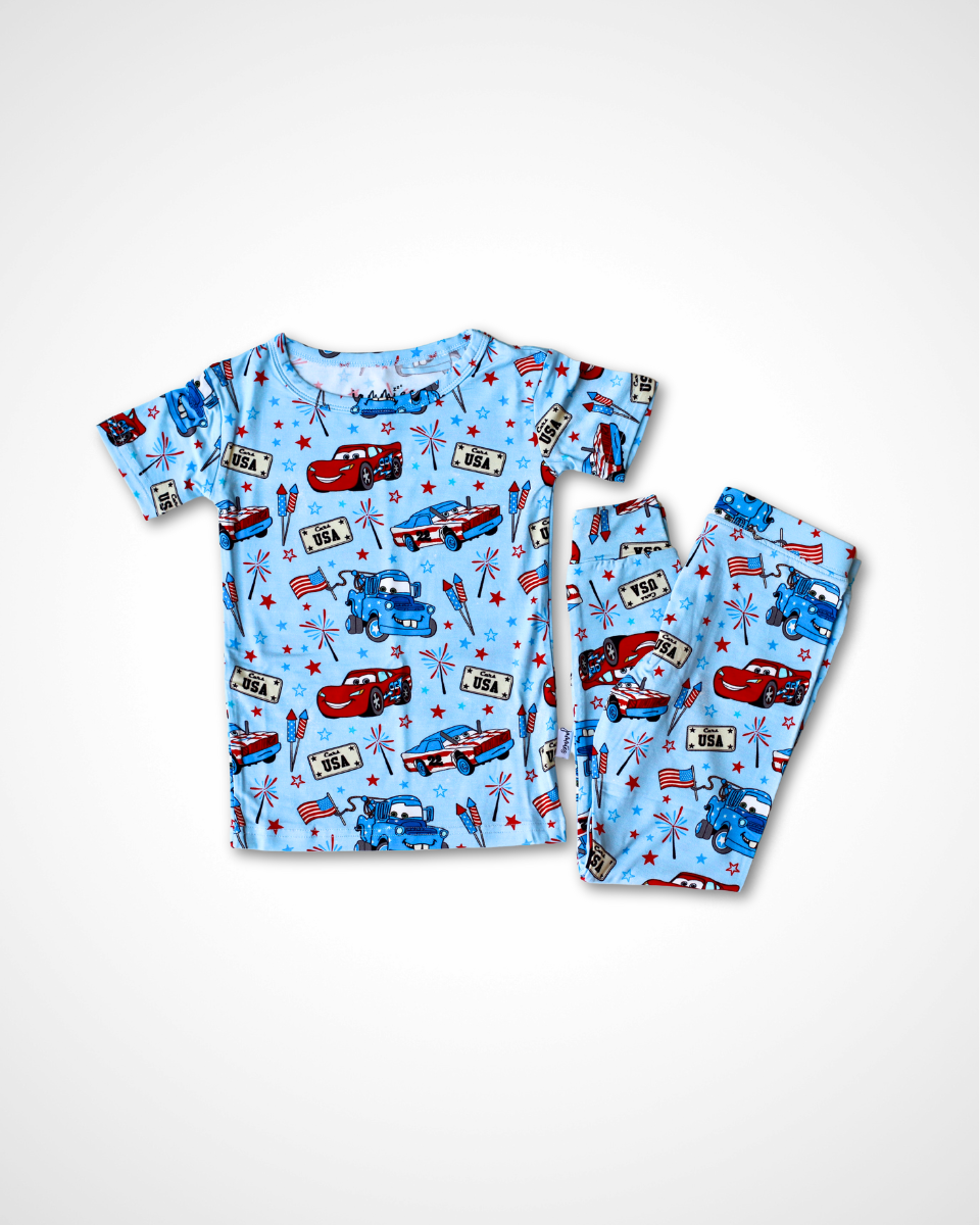 Red, White, and Vroom: PJ Set – Short Sleeve + Pants