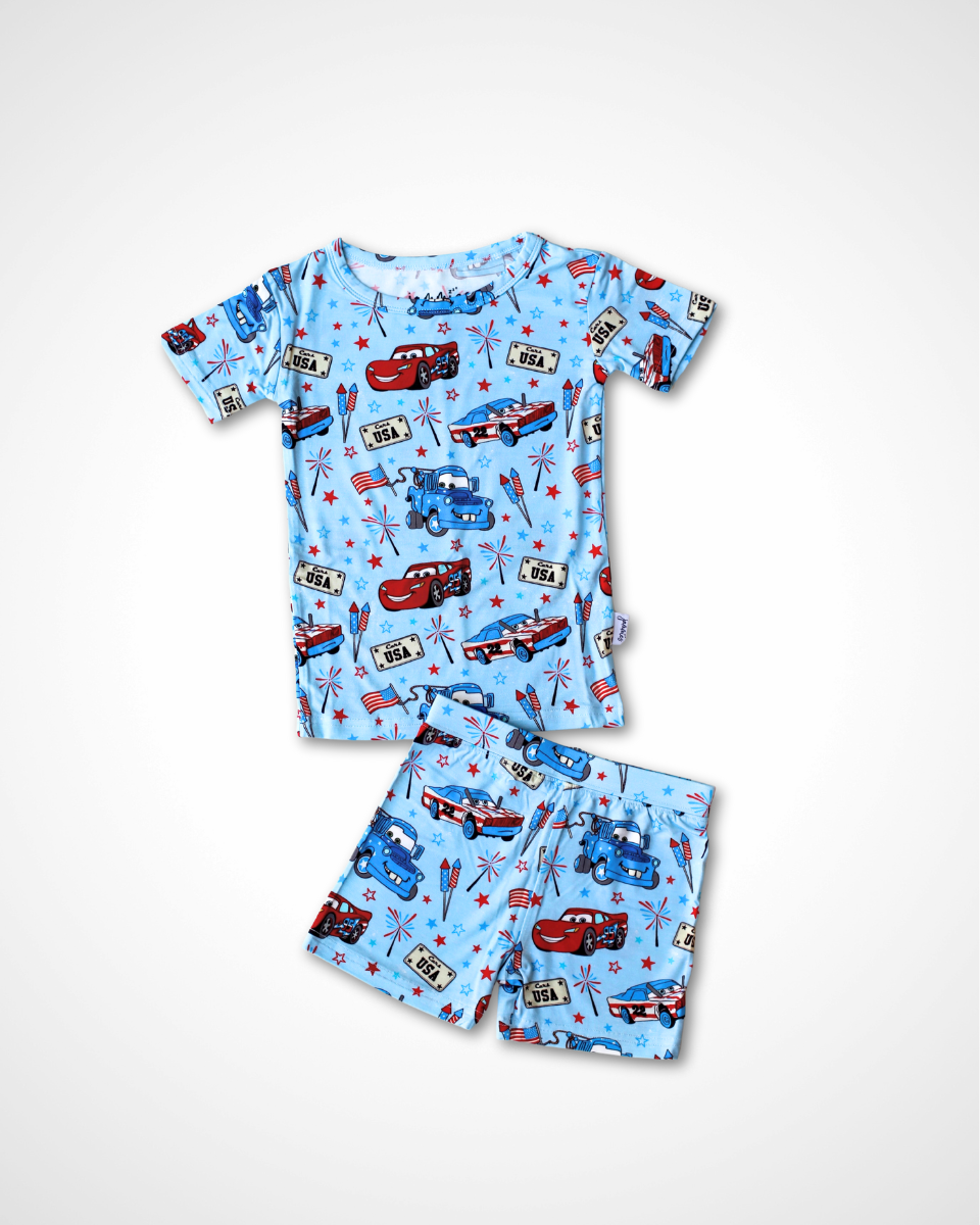 Red, White, and Vroom: PJ Set – Short Sleeve + Shorts