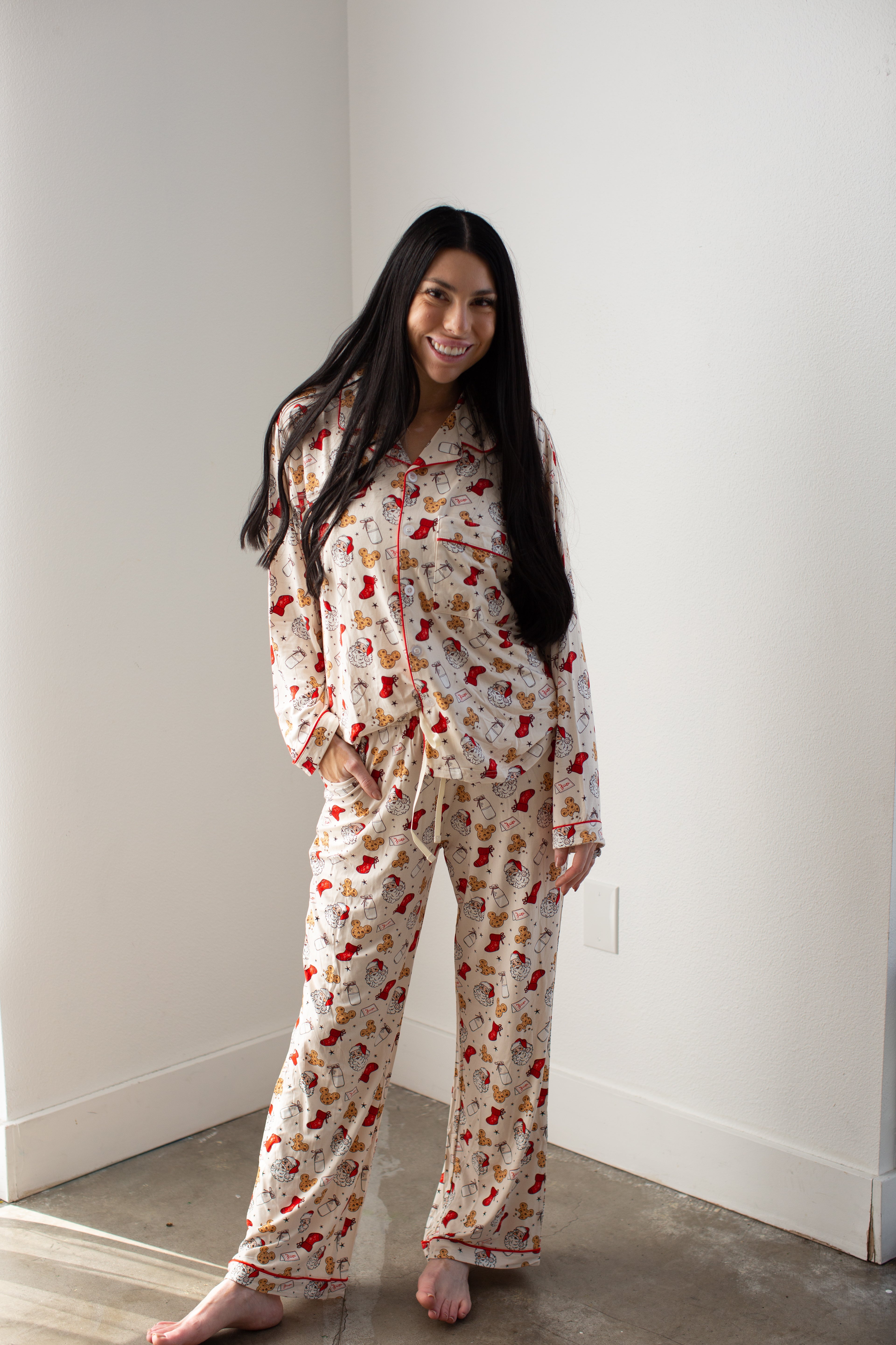 Santa's Milk & Crumbs: Womens Button-Up Set